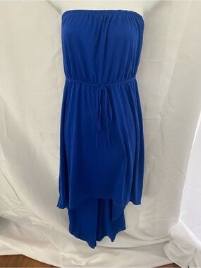 Jesse & J Strapless Cobalt Blue High-Low Hem Elastic Waist and Top Summer Dress